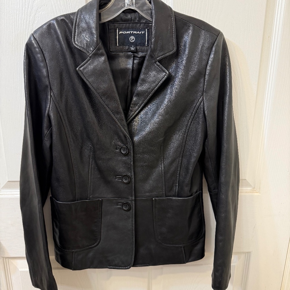 Size Small genuine black leather jacket by Portrait